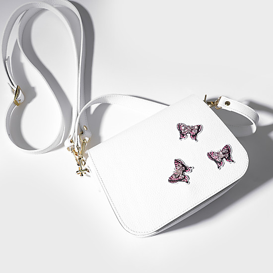Белая сумочка кросс-боди с бабочками  Deboro