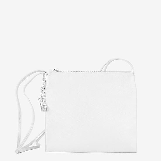 Квадратная кожаная сумочка кросс-боди в белом цвете  Deboro