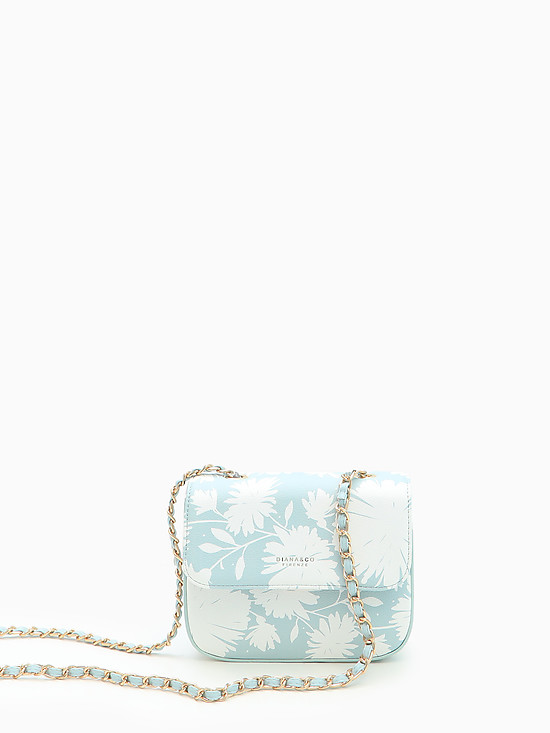 Бледно-голубая сумка кросс-боди из экокожи с цветочным принтом и цепью-ремешком  Firenze
