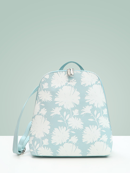 Нежно-голубой рюкзак из экокожи с цветочным принтом  Firenze