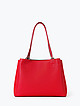 Мягкая кожаная сумка-тоут красного цвета с тремя отделами и ручками на плечо  KELLEN