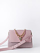 Пудрово-розовая сумка-сэтчел из мягкой кожи и плетеной соломки рафии с ручкой-цепью  KELLEN
