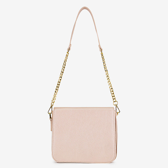 Квадратная кожаная сумочка кросс-боди в оттенке розовый металлик  Deboro