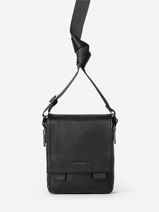 Небольшая черная мужская сумка-планшет на плечо  Alessandro Beato