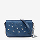 Небольшая кожаная сумочка кросс-боди в оттенке синий металлик со звездами  Deboro