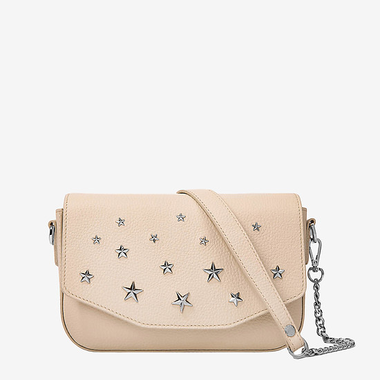 Небольшая кожаная сумочка кросс-боди со звездами в персиковом оттенке  Deboro