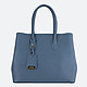 Темно-голубая базовая сумка-тоут из натуральной кожи  Deboro