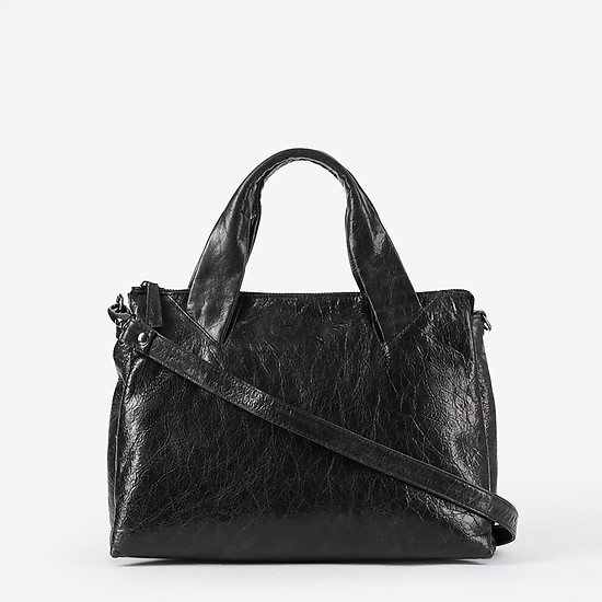 Черная кожаная сумка-тоут среднего размера  Bruno Rossi