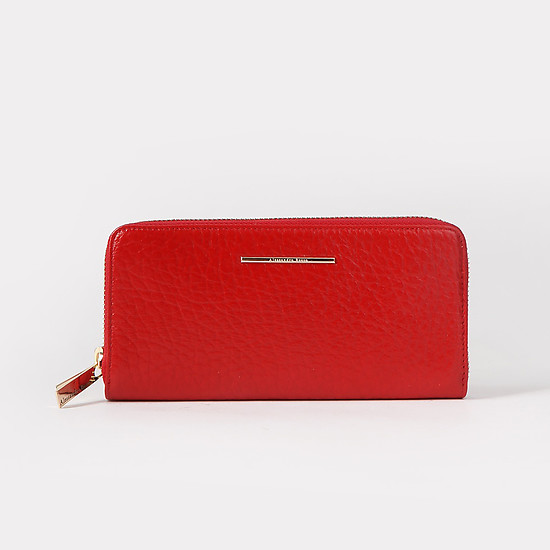 Красный горизонтальный бумажник на молнии из натуральной кожи  Alessandro Beato
