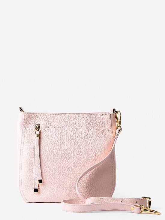 Пастельно-розовая сумочка через плечо из мягкой кожи со съемным ремешком  Deboro