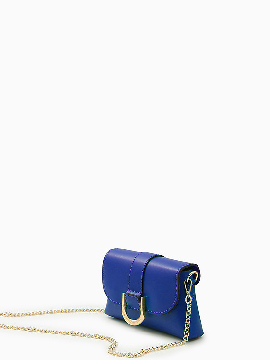 Электрически-синяя сумочка-клатч из кожи с цепью-ремешком  BE NICE