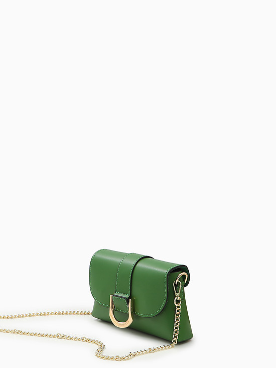 Зеленая сумочка-клатч из кожи с цепью-ремешком  BE NICE