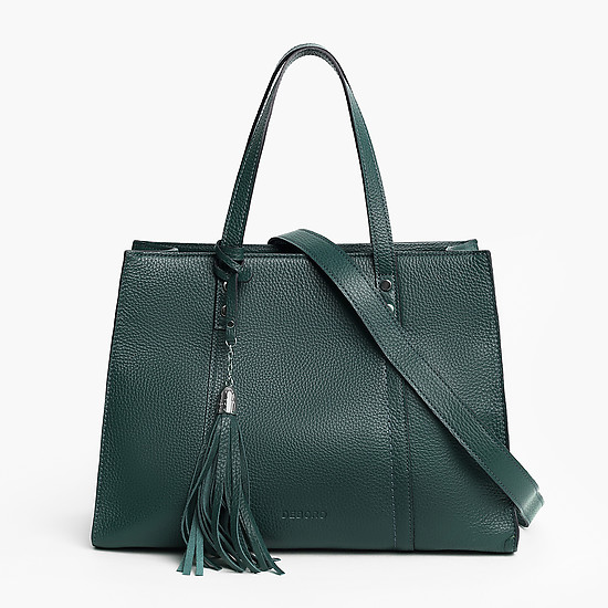 Базовая сумка-тоут  из мелкозернистой кожи темно-зеленого цвета  Deboro
