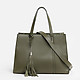 Базовая сумка-тоут  из мелкозернистой кожи оливкового цвета  Deboro