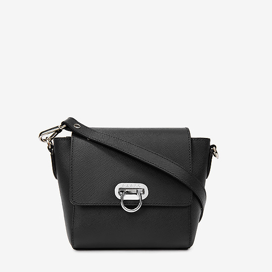 Трапециевидная сумочка кросс-боди небольшого размера в черном цвете с серебристой фурнитурой  Azaro