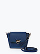 Трапециевидная сумочка кросс-боди небольшого размера из сафьяновой кожи в синем цвете с золотистой фурнитурой  Azaro