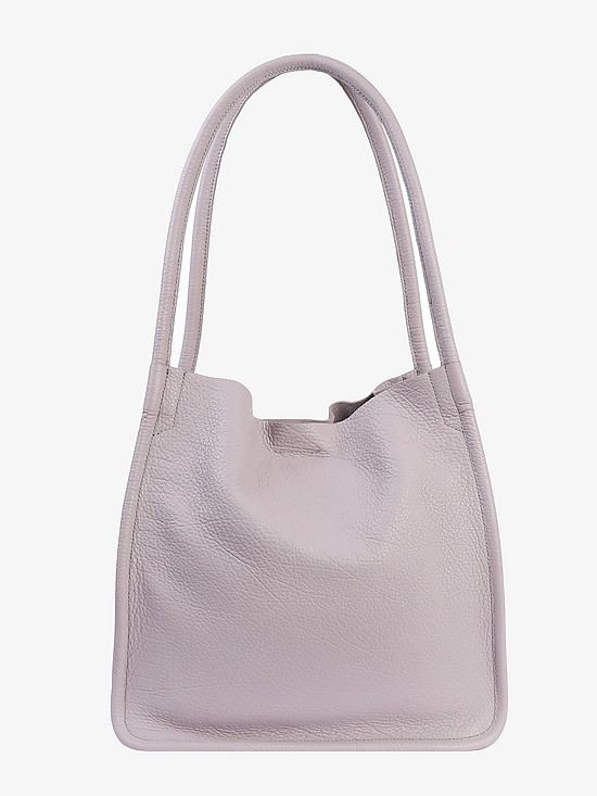 Минималистичная сумка-шоппер из мягкой пастельно-лавандовой кожи  Deboro
