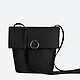 Черная кожаная сумочка кросс-боди с серебристой пряжкой  Deboro