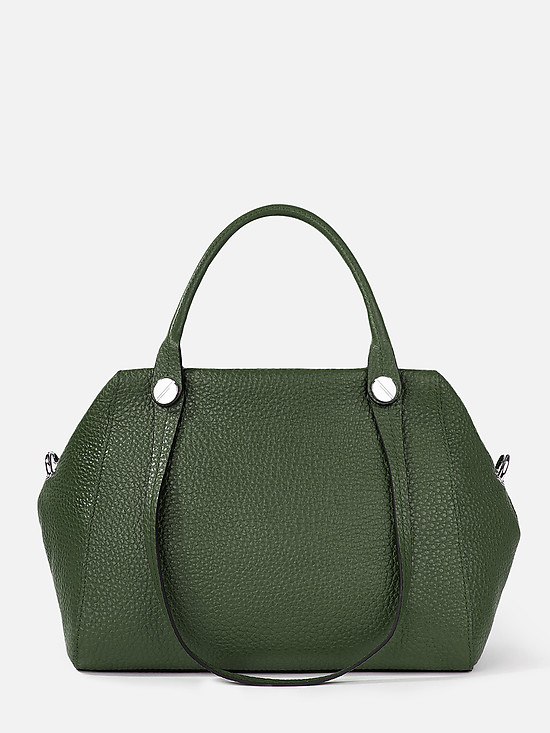Зеленая кожаная сумка-тоут с двумя парами ручек  Deboro