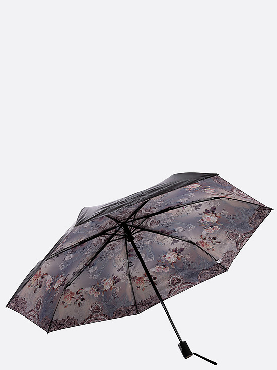 Черный складной зонт с цветной изнанкой  Tri Slona