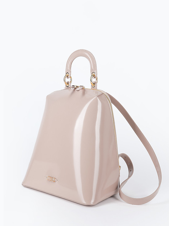 Пастельно-розовый рюкзак из плотной лаковой кожи  KELLEN