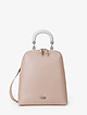 Пастельно-розовый рюкзак из плотной мелкозернистой кожи с серой ручкой  KELLEN