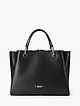 Черная сумка-тоут из мягкой крупнозернистой кожи с тремя отделами  KELLEN