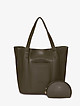 Оливковая сумка-шоппер из мягкой кожи  Deboro