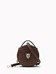 Круглая коньячно-коричневая сумка-боулер из кожи под крокодила  KELLEN