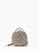 Круглая серо-бежевая сумка-боулер из кожи под крокодила  KELLEN