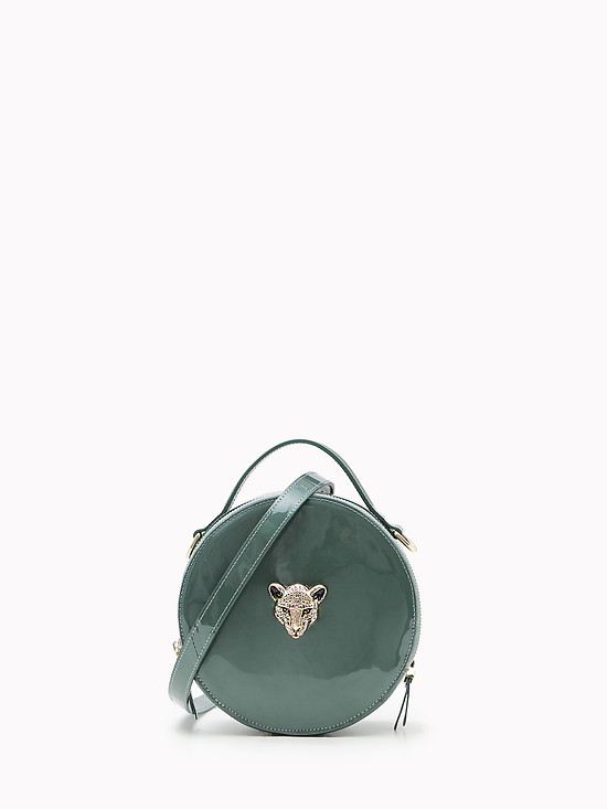 Круглая зеленая сумка-боулер из лаковой кожи  KELLEN