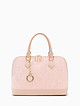 Розовая сумка-боулер из натуральной кожи и рафии  Arcadia