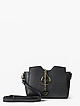 Небольшая черная сумочка кросс-боди из плотной сафьяновой кожи с двумя ремешками  Deboro