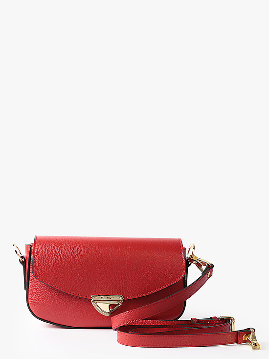 Красная сумочка-клатч из плотной сафьяновой кожи с ремешком на плечо  Deboro