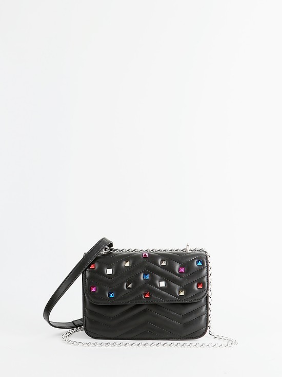 Черная сумочка кросс-боди с разноцветными шипами  Boogie Street