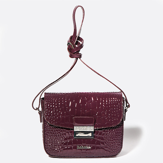 Маленькая лаковая сумочка бордового цвета с регулируемым ремешком через плечо  Marina Creazioni