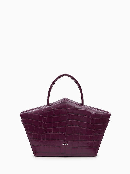 Фиолетовая сумка-тоут из кожи под крокодила  Arcadia