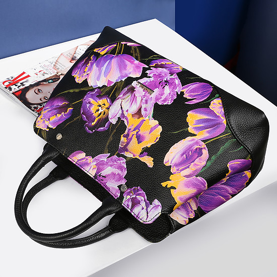 Классическая сумка Marina Creazioni 3927 00426 PER0760 black violet tulips