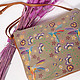 Кожаная сумка кросс-боди бежевого цвета с вышивкой колибри  Marina Creazioni