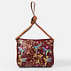 Кожаная сумка кросс-боди бордового цвета с вышивкой колибри  Marina Creazioni