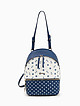 Бело-синий городской рюкзак из кожи с морским принтом  Marina Creazioni