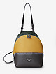 Небольшой кожаный рюкзак из коричневой, горчично-желтой и зеленой кожи  Marina Creazioni