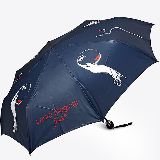 Синий складной зонт с принтом  Laura Biagiotti