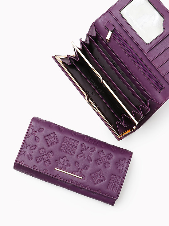 Фиолетовый кошелек из кожи с узорным тиснением  Alessandro Beato