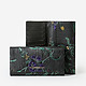 Горизонтальный кошелек из черной кожи с объемным цветочным тиснением и застежкой на металлической кнопке  Alessandro Beato