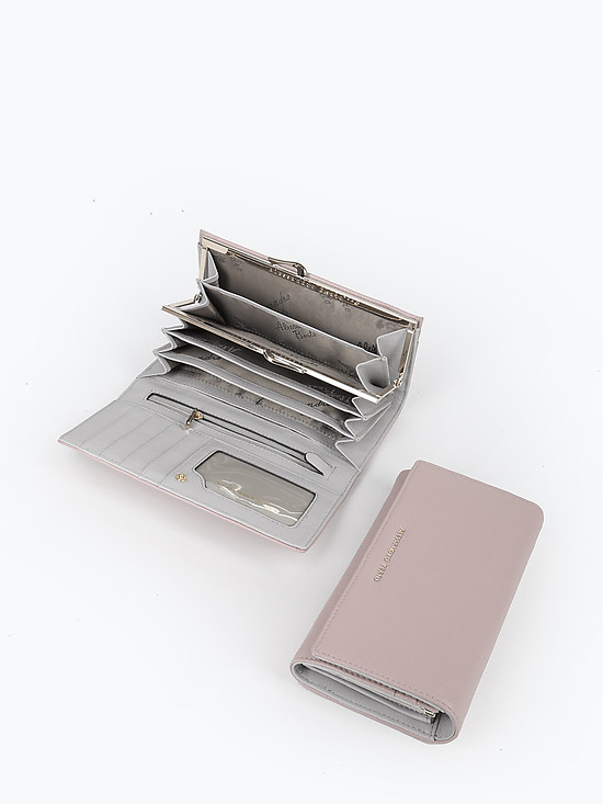 Пастельно-лавандовый кошелек из мелкозернистой кожи на кнопке  Alessandro Beato