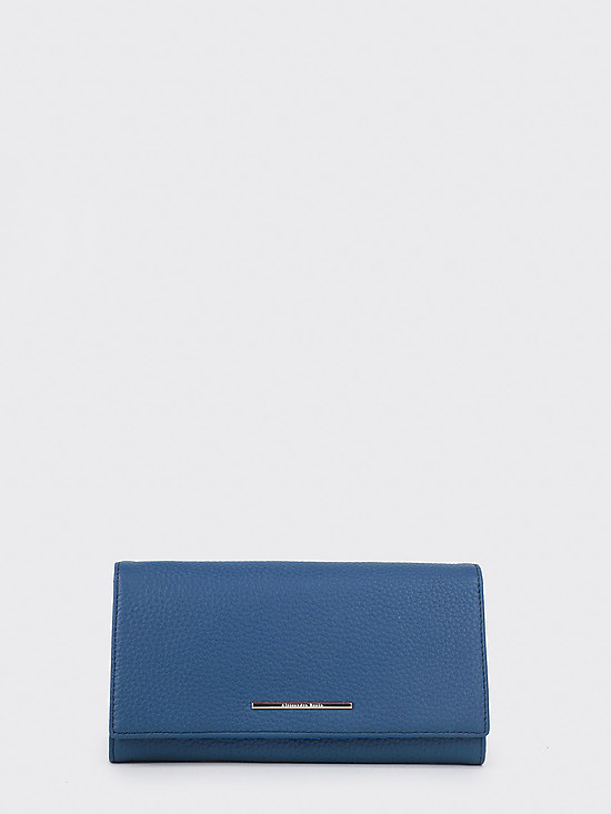 Синий кошелек из мелкозернистой кожи на кнопке  Alessandro Beato