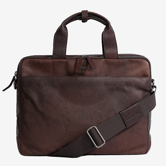 Мужской кожаный портфель темно-коричневого цвета  Strellson