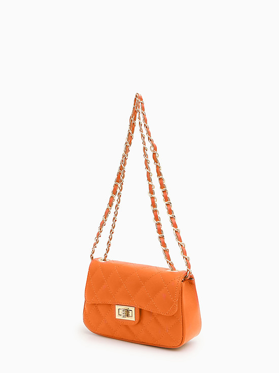 Стеганая сумка кросс-боди из оранжевой кожи  Folle