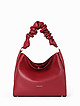 Бордовая сумка-хобо из мягкой кожи с драпированной ручкой  Arcadia